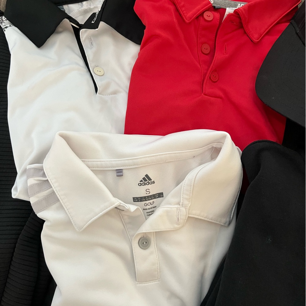 Kids Adidas Golf outfit- Polos, sweatshirt, jacket, golf hat - 6 items - Picture 2 of 4